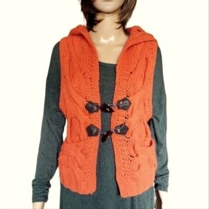 Free People Cable Knit Hooded Sweater Vest
